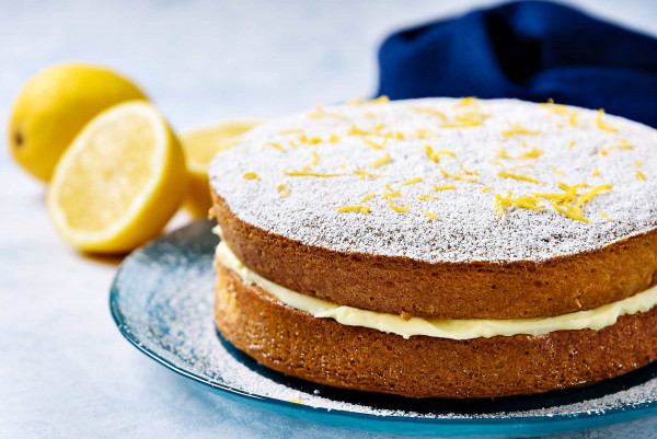 Easy Vegan Sponge Cake, with Lemon Butter Icing