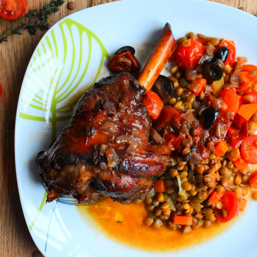 Lamb Shanks Stew with Green Lentils