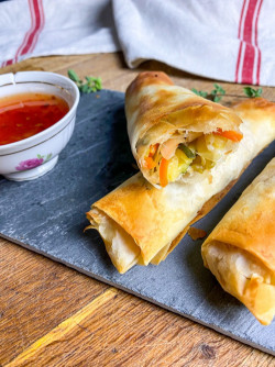 Baked Vegetable Spring Rolls With Filo Pastry