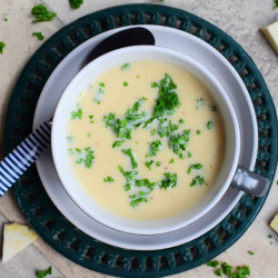 Butter bean soup with celeriac and parmesan