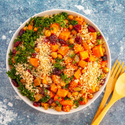 Couscous Vegan Salad with Sweet Potatoes & Miso dressing